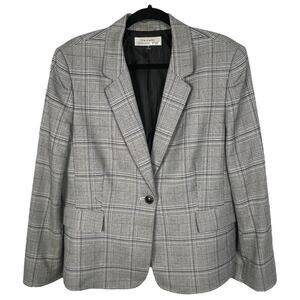TAHARI Women's PLAID BLAZER Gray SINGLE BUTTON FRONRT Size 18